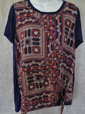 ND Geometric Short Sleeve Stretchy, 1X